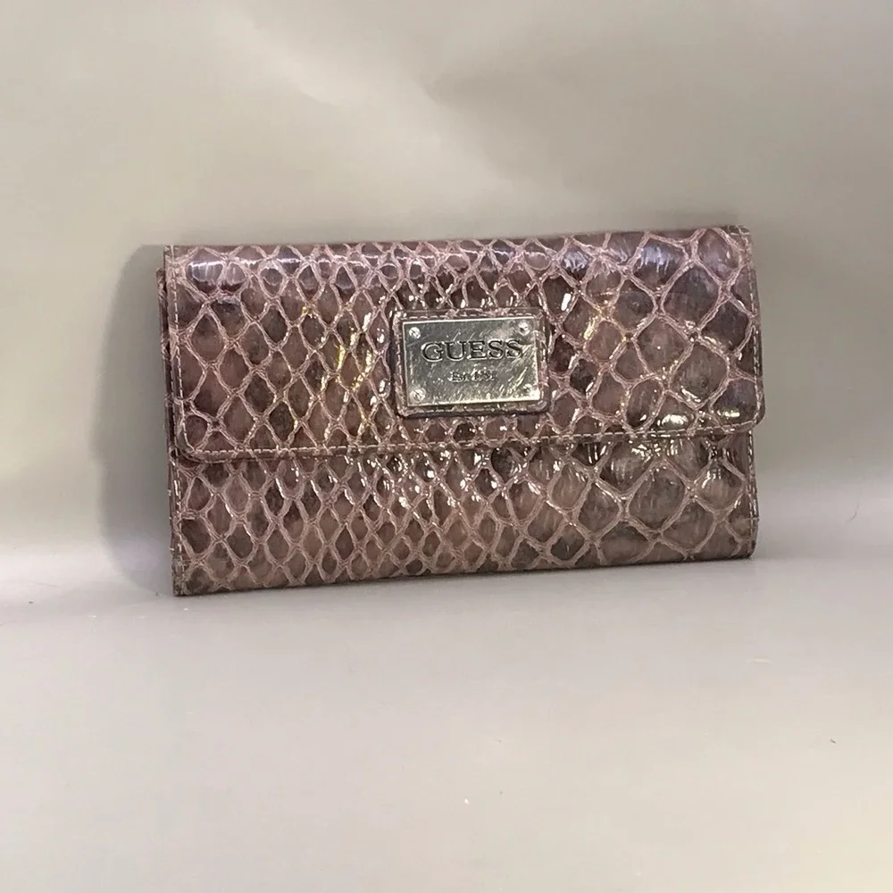 GUESS Faux‎ Snakeskin Wallet Bifold Clutch Women's